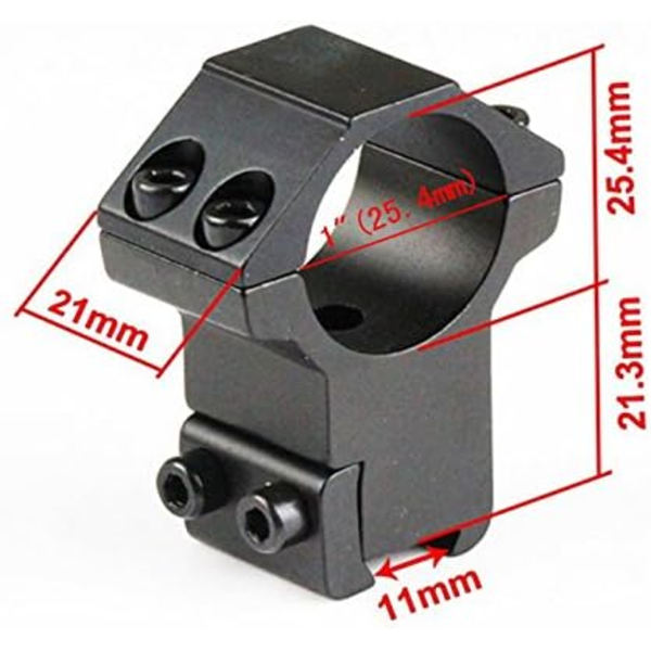 2 x Kikarfäste Ringfäste med skruvar för 11 mm metallskena