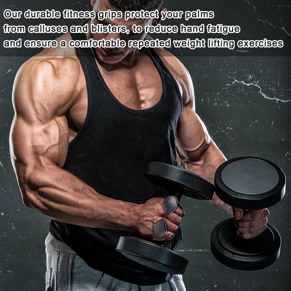 Double-Sided Non-Slip Workout Grips - Fingerless Silicone Hand Protectors for Pull-Ups, Weightlifting, and Training (Men and Women) Grey grey