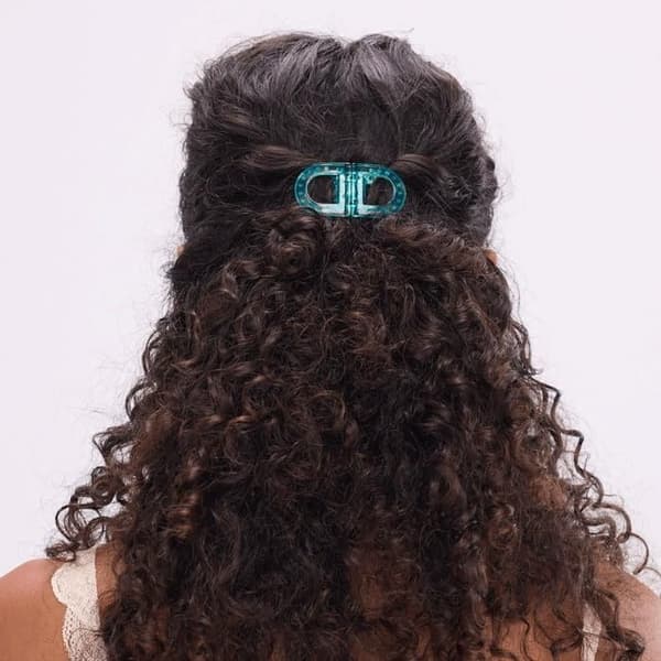 Set med 2 magnetiska hårklämmor – Halkfria magnetiska hårklämmor – Sömlös 2-i-1-design för kvinnor – Hårstylingaccessoar (Leopard & Blå)