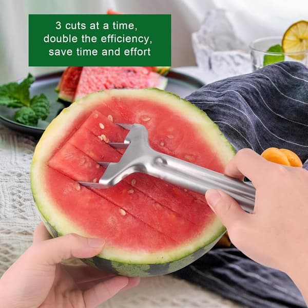 Vannmelonkutter, vannmelonkutter i rustfritt stål, bærbar fruktkutter for melon, mango, kjøkkenredskaper for hjem, campingfest
