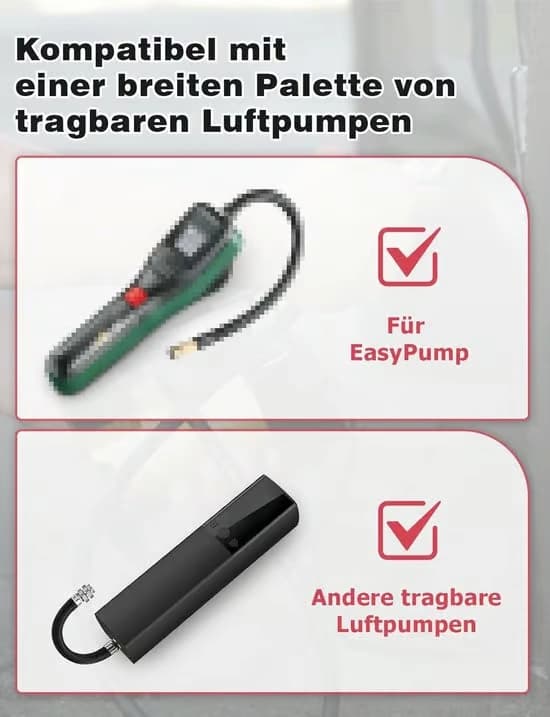 Multifunktionelt ventiladaptersæt - Kompatibelt med Bosch EasyPump - Velegnet til bildæk, cykler og bolde - Sort - 1 sæt