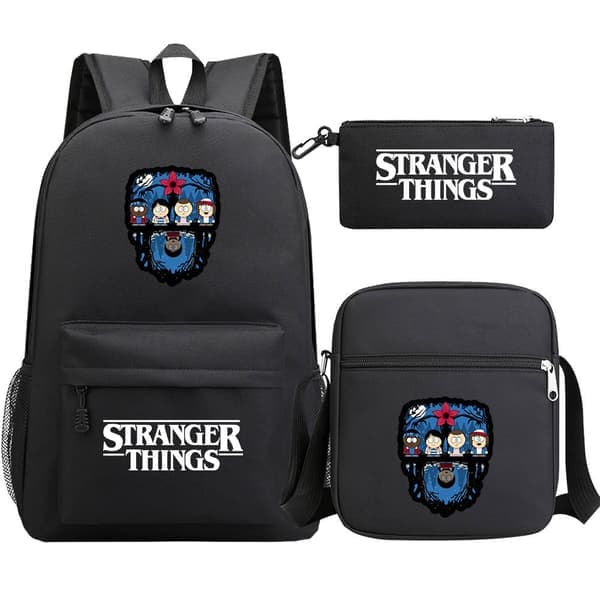Stranger Things Ryggsäck 3-delat set Student Skolväska Canvasväska 9 9