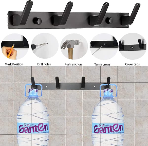 Wall Mounted Coat Hooks 4 Hooks Black Door Hanger Hat Rack Key Hooks For Lmell Wall Clothes