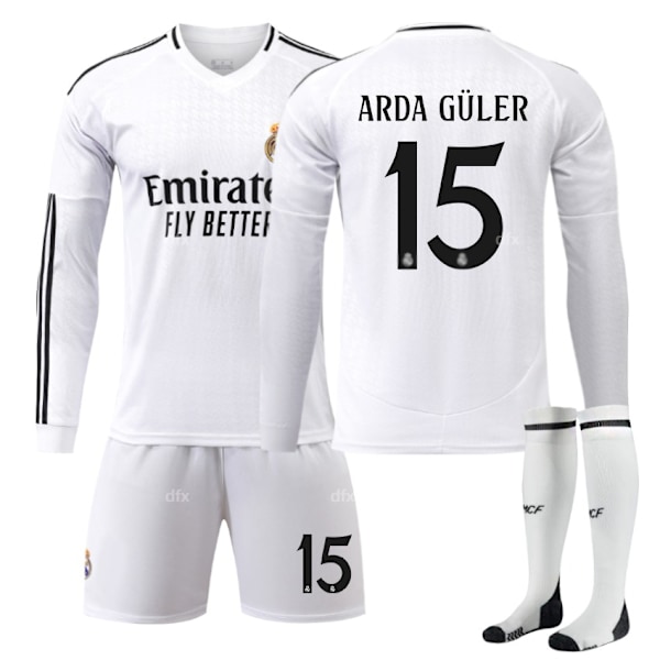Real Madrid Barn Hemmaställ 2024-2025 Höst & Vinter Nr 15 Strumpor L ARDA GULER No 5 socks + Guard L No 5 socks + Guard L
