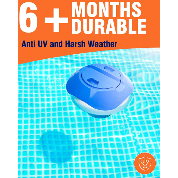 7 tums pool klor flytande - stor kapacitet flytande klor dispenser för 1 & 3 tums klor tabletter pool flytande med justerbar frisättning för