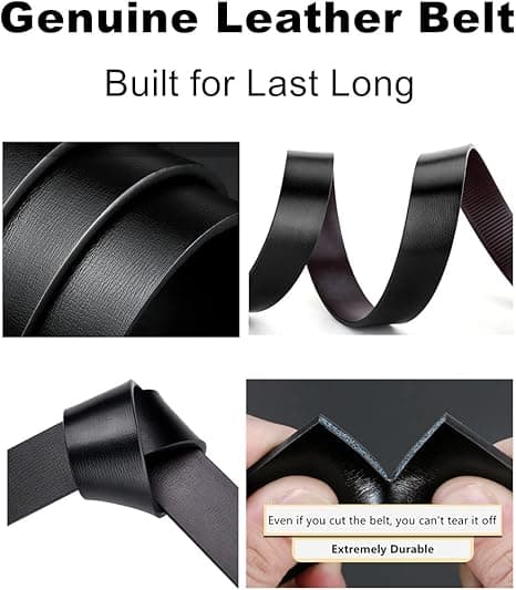Sort bælte til mænd, designerbælter til mænd, mode slide ratchet click casual herrebælte til jeans (105cm)