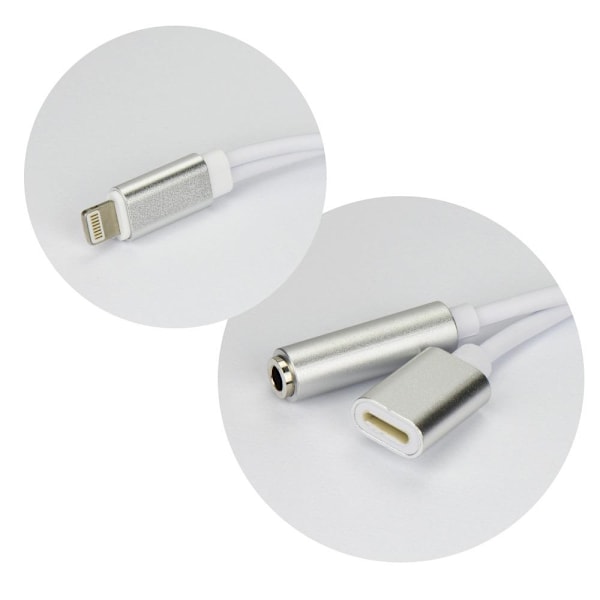 Adapter HF/audio + charging till Lightning - Jack 3,5mm silver