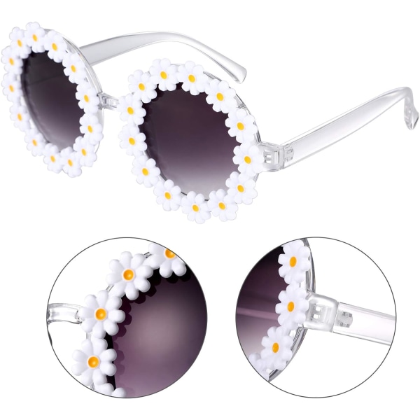 3-pack Daisy Flower Solglasögon Daisy Shape Runda glasögon Nya blommiga festsolglasögon Glasögon