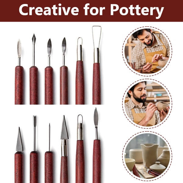 18 st lerverktyg för skulptering, keramik och keramikmodelleringsverktyg, set, polymerverktygssats