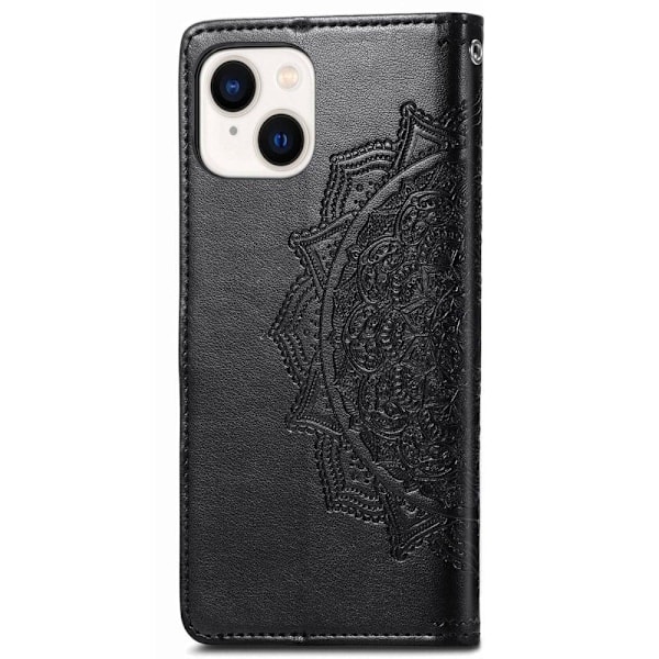 Mandala läder iPhone 14 fodral - Svart Svart