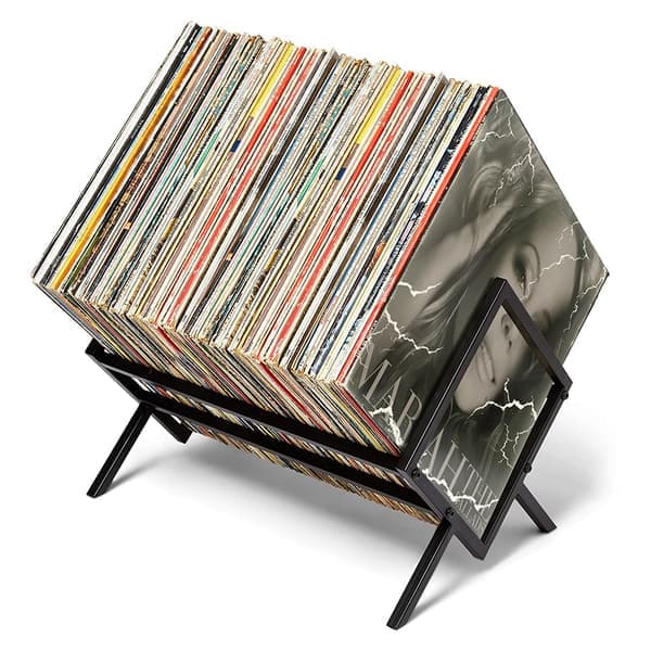 Vinylpladeopbevaring - Mat sort vinylpladeholder 80 til 10