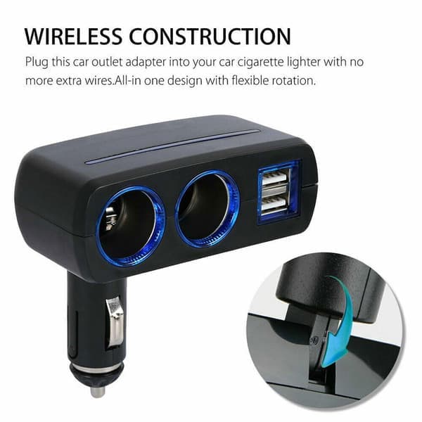 12V Bil Cigarettändaruttag Adapter Dubbel USB Dubbel Q2D3 Splitter Snabbkoppling