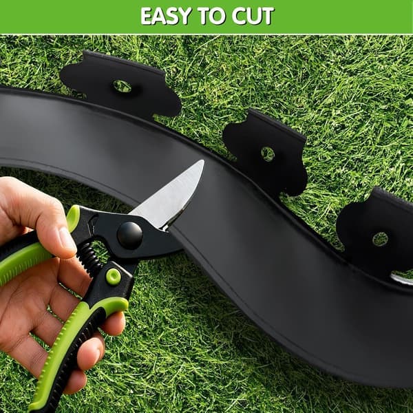 L-shaped Landscape Edging - Grass and Stone Separator / Retaining Edge - 1.5 inch Height x 2 inch Width (10-meter Roll; Includes 30 Anchoring Spikes)