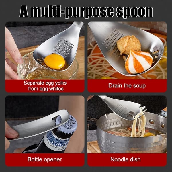 304 Stainless Steel Multifunctional Grating Spoon - Reverse Grating Design Garlic Ginger Press Tool for Home Kitchen