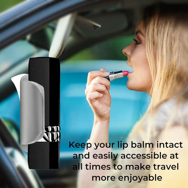 Silikone Chapstick Holder - 2-pak Grå | Premium Blødt Silikone Materiale | Bil Læbepomade Holder | Sjov Æstetisk Biltilbehør til Kvinder Interiør