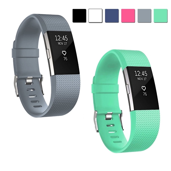 Kompatibel med Fitbit Charge 2-band, 2-pack mjuka silikonersättningsband sportarmband tillbehör för Fitbit Charge 2 Smartwatch