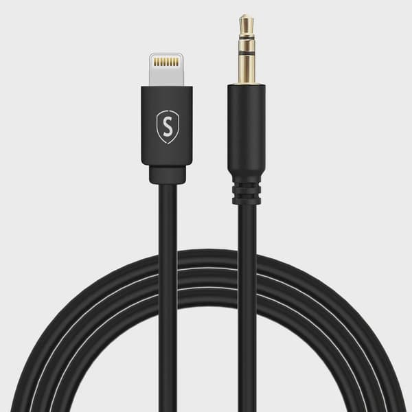 SiGN Lightning–Aux 3,5 mm -äänikaapeli, 1 m – Musta