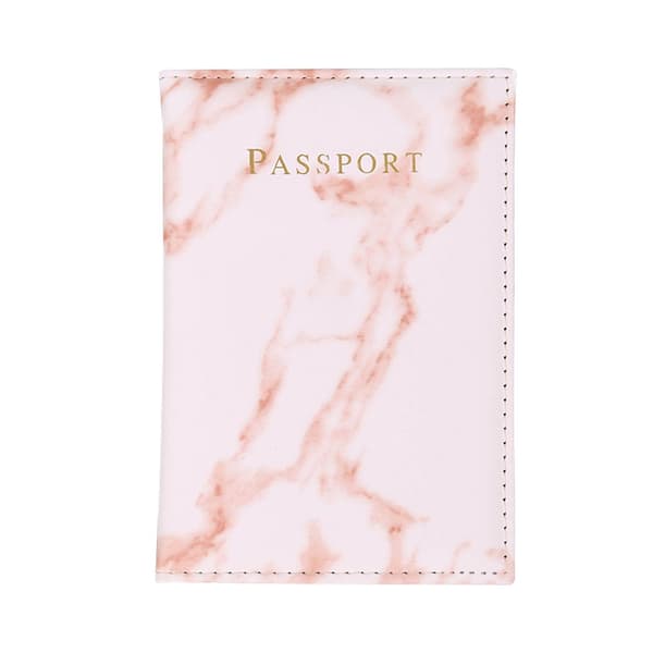 Pasfodral Pasindehaver Rosa Marmor Læder Guld hvid white
