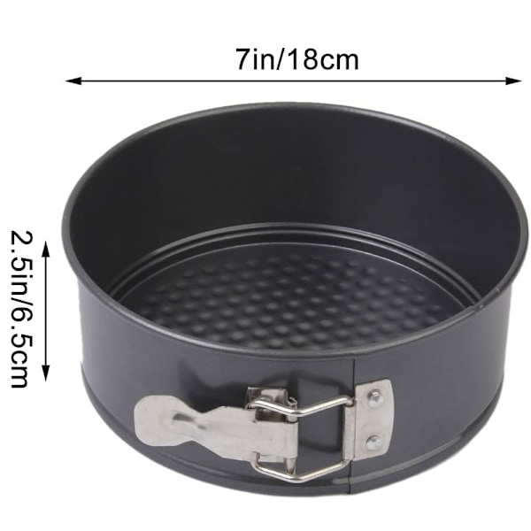 Non-stick Springform Pan, läckagesäker kakform med platt botten, för 1/2 receptportion, rund bakform, läckagesäker, non-stick belagd - Svart
