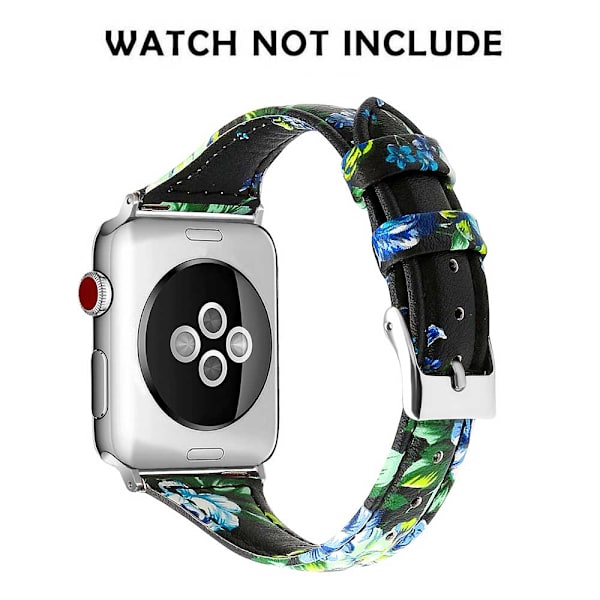 Läderband kompatibelt med Apple Watch, läderklocka tunt armband för iWatch Series 5/4/3/2/1 38-40mm svart