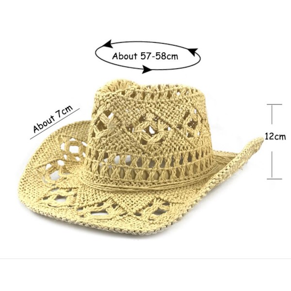 Cowboy Bred Brätte Sommar Strand Solhatt med Mocka Knut-Justerbar, UPF50+