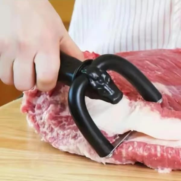 Meat Fat Trimmer Handheld Kitchen Tool for Beef U-shaped Meat Cutter, Ergonomic Non-slip Grip Kitchen Utensil for Trimming Surface Fat for Steak