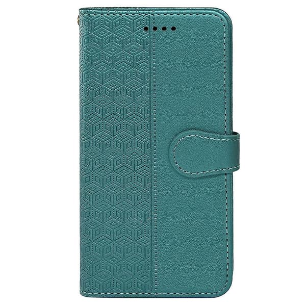 Flipfodral i läder med kubiskt rutnät för iPhone 16 Pro -
