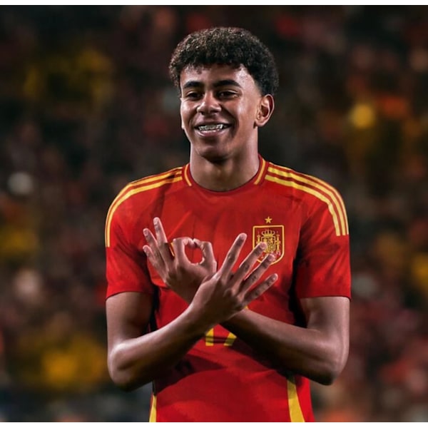 Barn 2024 EM-fotbollströja Spanien #19 Lamine Yamal Fotbollströja Fotbollströjor Kit Sport T-shirt Röd 22 22