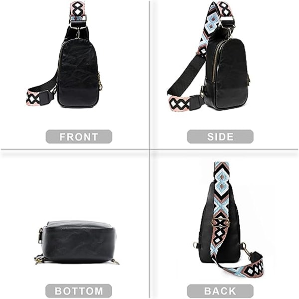 Sling PU-väskor för kvinnor, crossbody-väska, bröstväska med rem för flicka, dam, för vandring, löpning, 23*13*7 cm