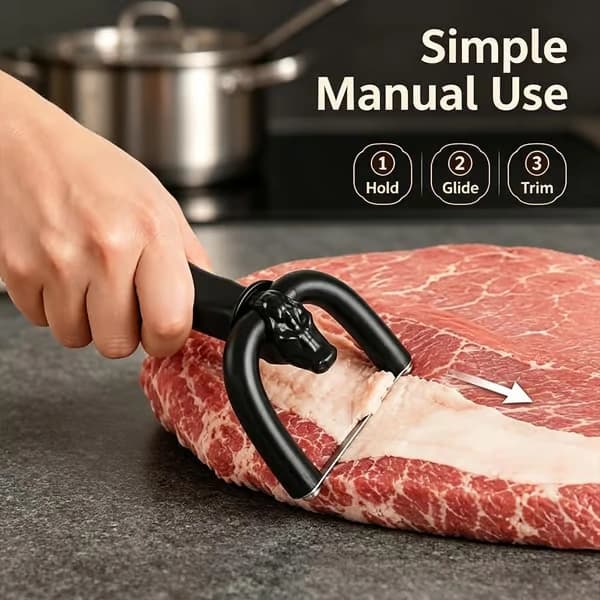 Meat Fat Trimmer Handheld Kitchen Tool for Beef U-shaped Meat Cutter, Ergonomic Non-slip Grip Kitchen Utensil for Trimming Surface Fat for Steak