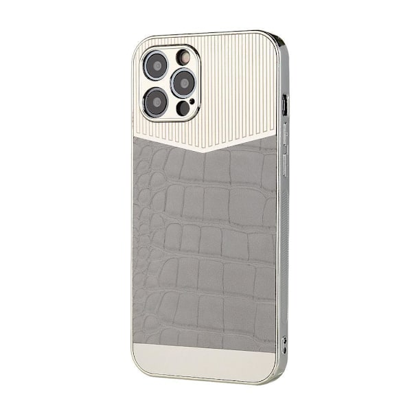 iPhone 13, Pro &amp; Max elektropläterat skal med veganskt läder lyx Silver one size Silver 13 Pro Max