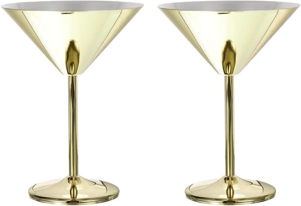 Martini cocktailglass i rustfritt stål 180 ml uknuselige vinglass for fester osv. 2 stk