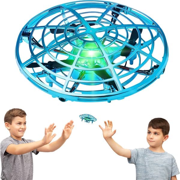 UFO-drone - Håndholdt drone for barn UFO Bevegelsessensor Flygende leketøy for innendørs lek - Drone for gutter og jenter - Blå