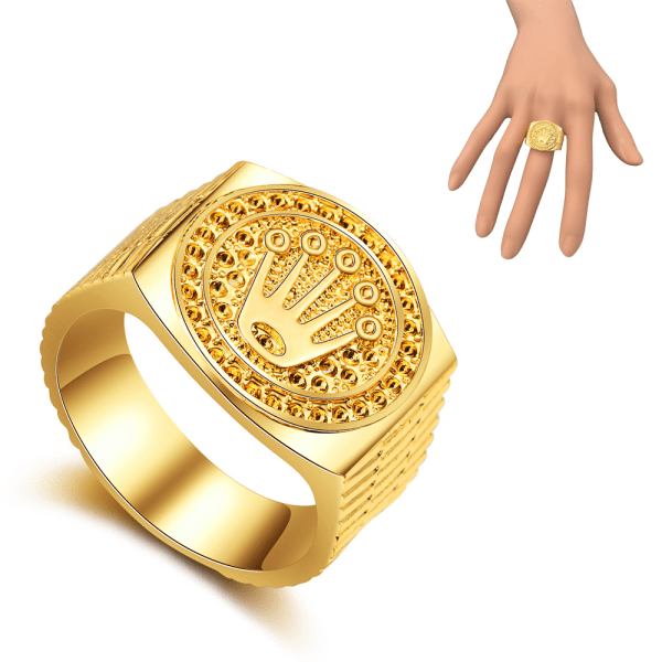 Herr Royal King Crown Dominerande Ring Unisex rostfritt stål Crown Knight Bands Ring Guld