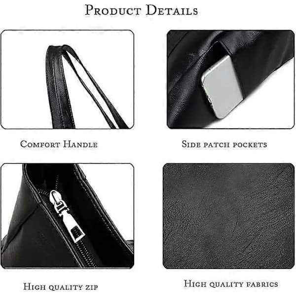 Dame tasker Dame håndtaske Dame Crossbody tasker PU læder Dame skuldertaske Sort