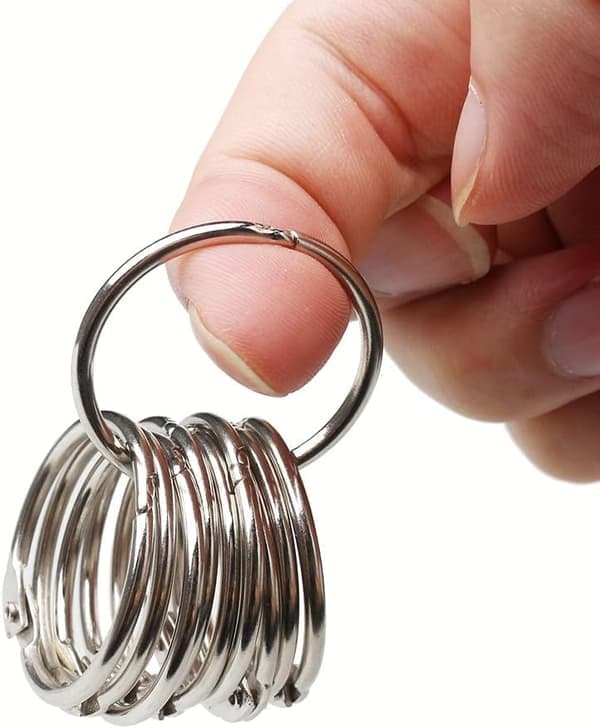20 st metallbokringar, lösbladspärmar bokringar 25 mm innerdiameter nyckelringar (silver)