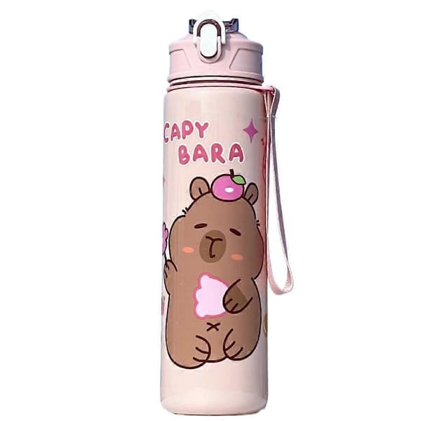 800 ml tecknad Capybara vattenflaska plast vattenkopp bärbar stor kapacitet Pink B