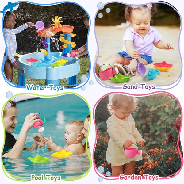 Anti-mugg babybadeleker - stablebare båtbadeleker, egnet for småbarn i alderen 2-4 år, sensoriske vannleker til bord og småbarnsbassengleker. A2