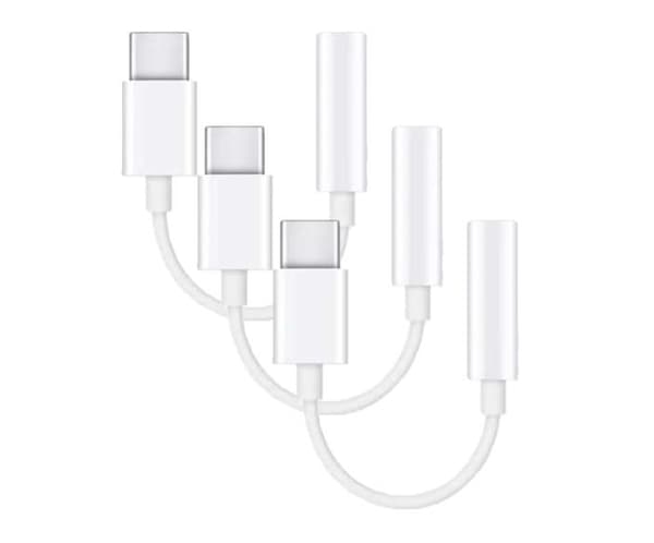 3-pakning Adapter USB-C til 3,5 mm (Samsung S20 S21 S22) Hodetelefoner hvit white