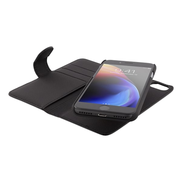 DELTACO wallet case 2-in-1, iPhone 6/6s/7/8/SE (2020), magnetic back Svart