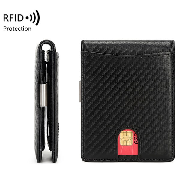 Herr Slim Plånbok 10 Kreditkortshållare Fack Läder Pengaclip RFID Blockering Bifold Framficka Liten Tunn Herr Plånbok