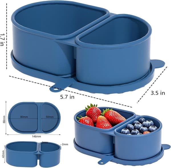 Silicone Dual Compartment Spice Box, Snack Container, Dishwasher Safe, Stackable Snack Box, Storage Box