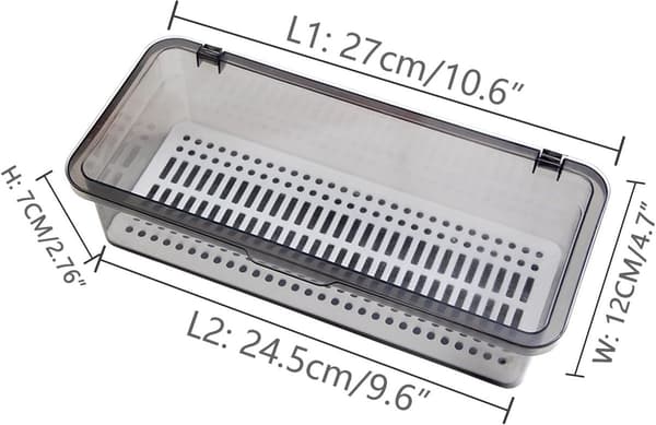 Cutlery boxes with lid and drain, cutlery boxes, kitchen cutlery racks and cutlery boxes for cutlery and silverware (grey).