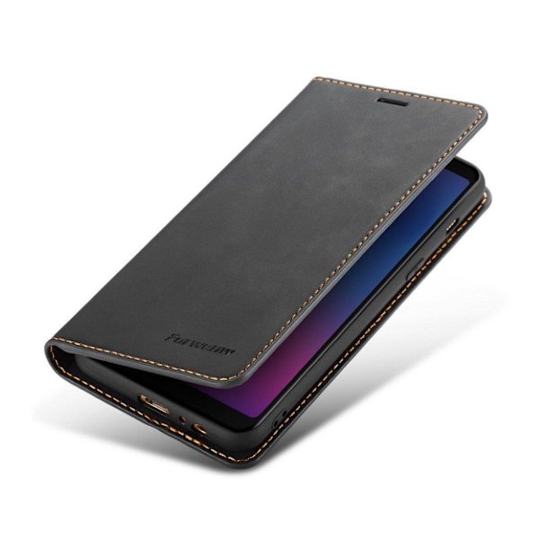 FORWENW Samsung Galaxy A8 (2018) plånboksfodral i läder - svart Svart