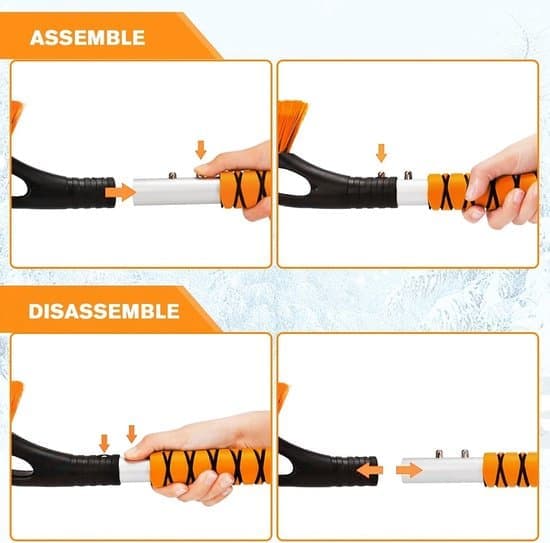 2-in-1 Ice Scraper with Brush for Car - 27-inch Window Scraper - Snow Brush with Window Scraper and De-icer - Winter Window De-icing Tool