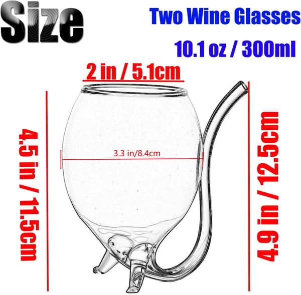2-pak vampyrformede vinglas 10 oz sugerør rødvinsglas 300 ml
