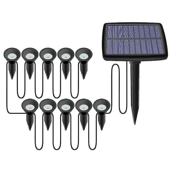 10-i-1 Solcellelamper Udendørs Vandtæt Solcellelampe Solenergilampe Til Havegang Pool De black