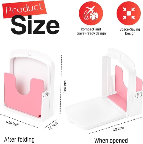 2026 Bread Slicing Guide - 5 Thickness Settings for Sourdough Bread, Baguettes, Bagels & Toast, Foldable & Adjustable, Space-Saving