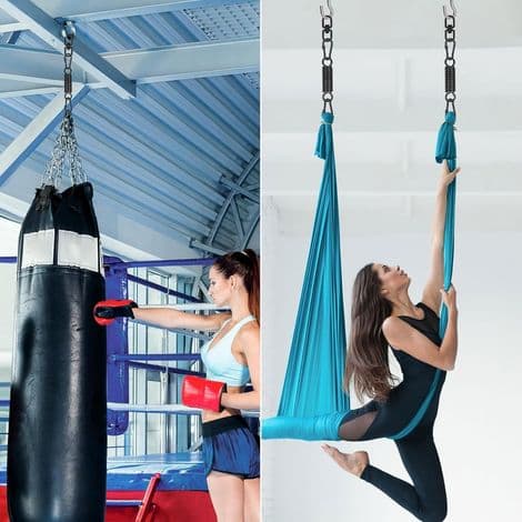 Suspension with 360° Rotating Ring and 2 Carabiners, Swing Spring for Hanging Chair, Hammock Spring Hook