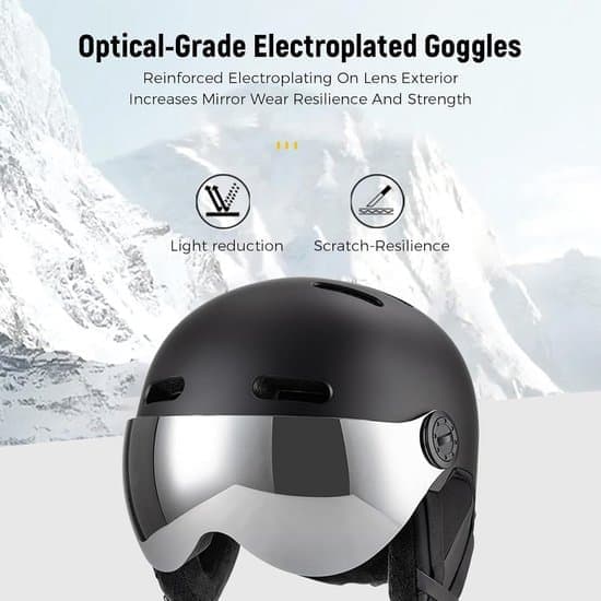 Ski Helmet with Detachable Goggles Size M (55-58 cm) Lightweight Shockproof Windproof 12 Ventilation Holes Removable Inner Lining